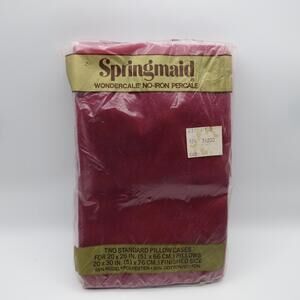 NEW Vintage Wondercale Springmaid No-Iron Standard Pillowcase Burgundy Set Of 2